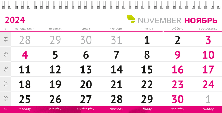 Квартальные календари - Астра Ноябрь