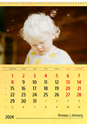 Вертикальные настенные перекидные календари - Желтые Январь