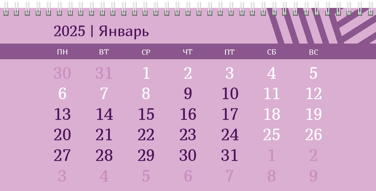 Квартальные календари - Линии Январь следующего года